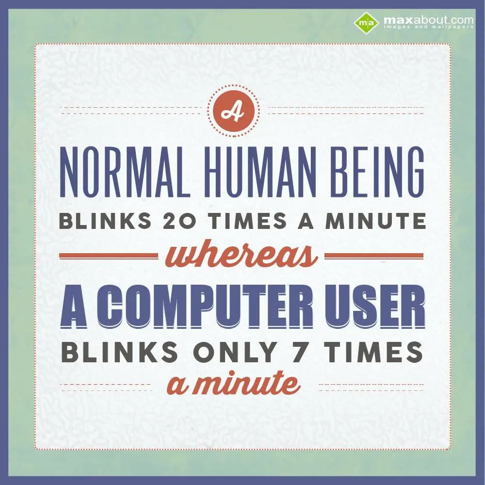 A normal human being blinks 20 times a minute wher