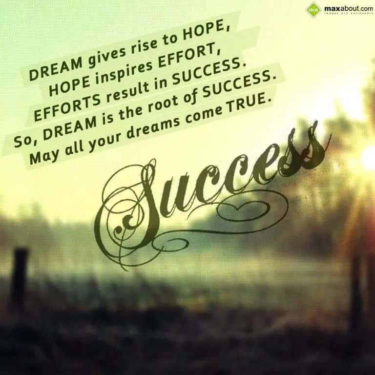 Dream gives rise to hope, Hope inspires effort,

