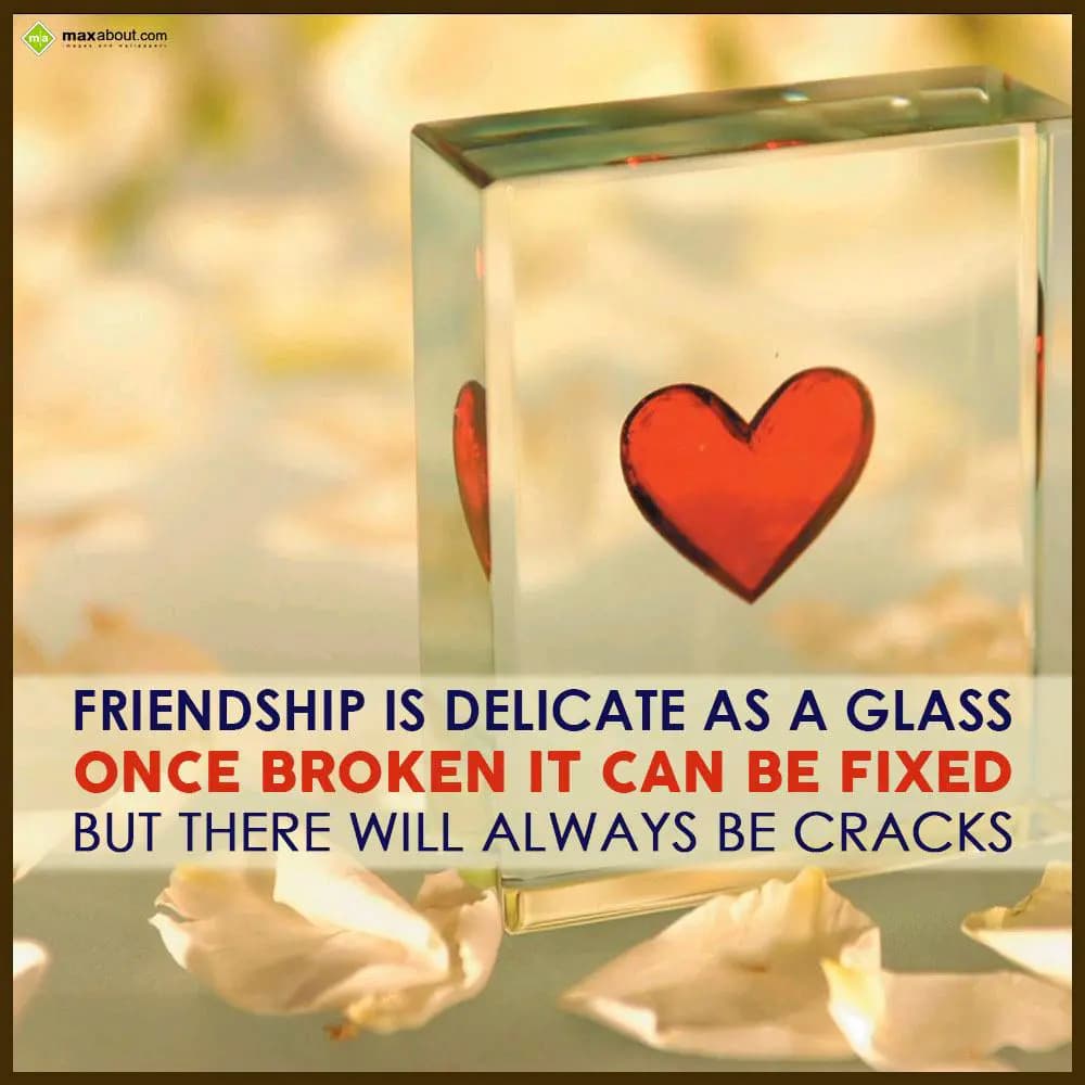 Friendship is Delicate as a glass
once broken it 