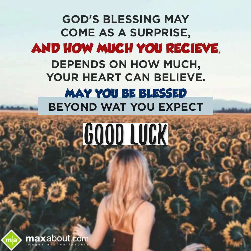 God's blessing may come as a surprise and how much