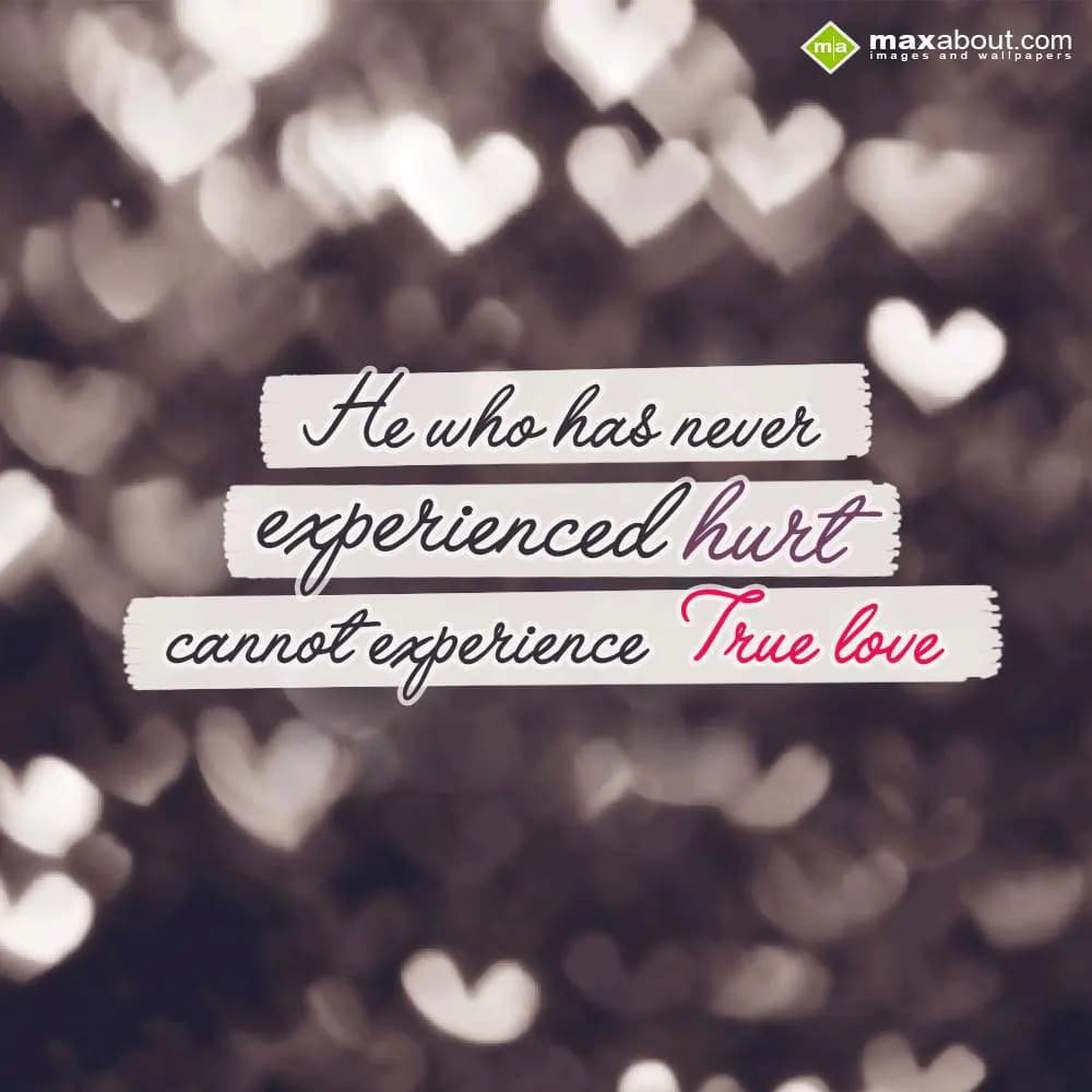 He who has never
experienced hurt
cannot experie