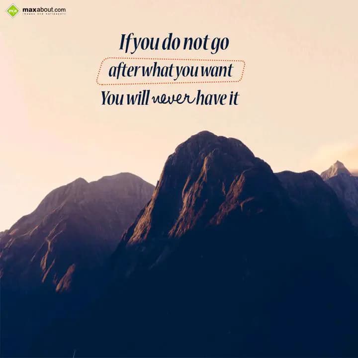 If you do not go
after what you want
You will ne