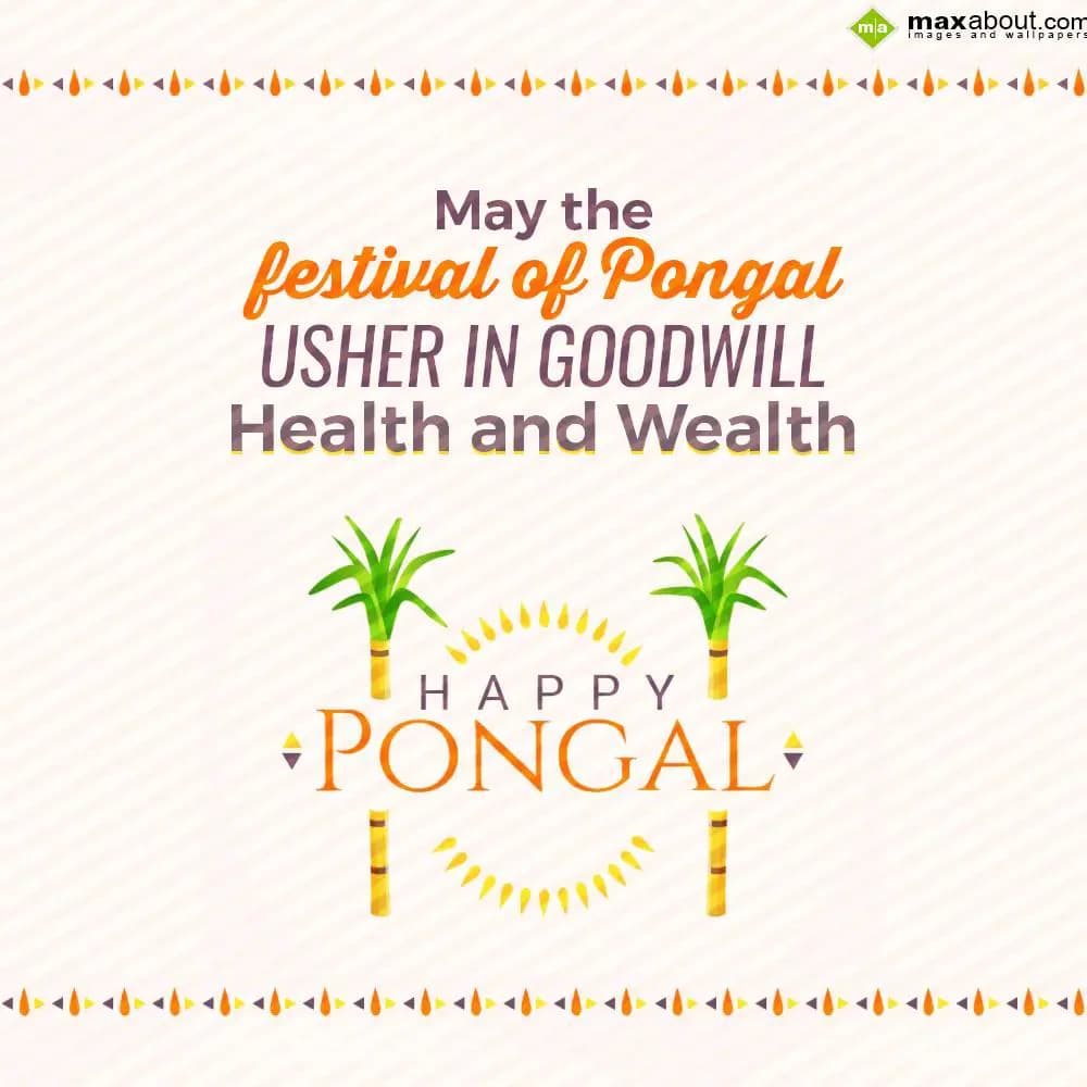 May the 
Festival of Pongal 
Usher in Goodwill, 