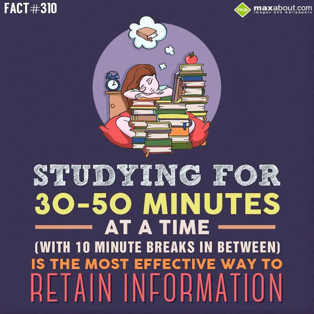 Studying for 30-50 minutes at a time (with 10 minu
