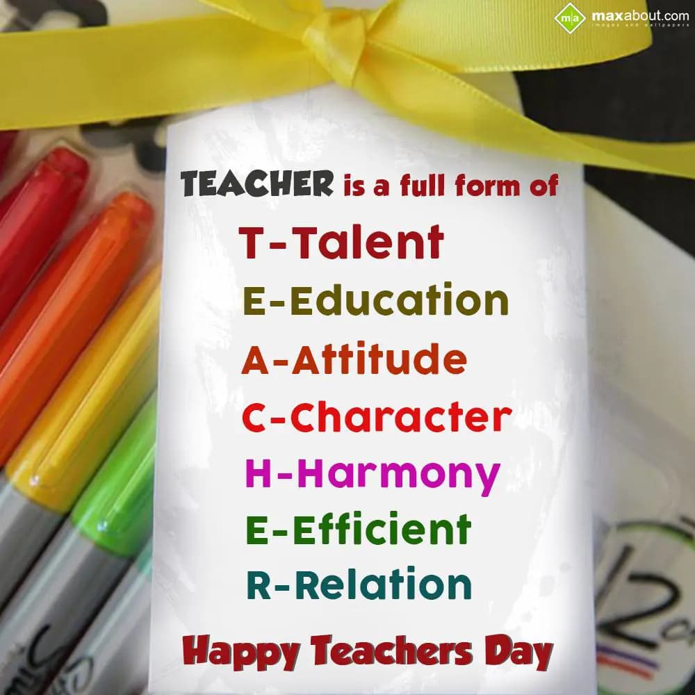 TEACHER is a full form of 
T-Talent 
E-Education
