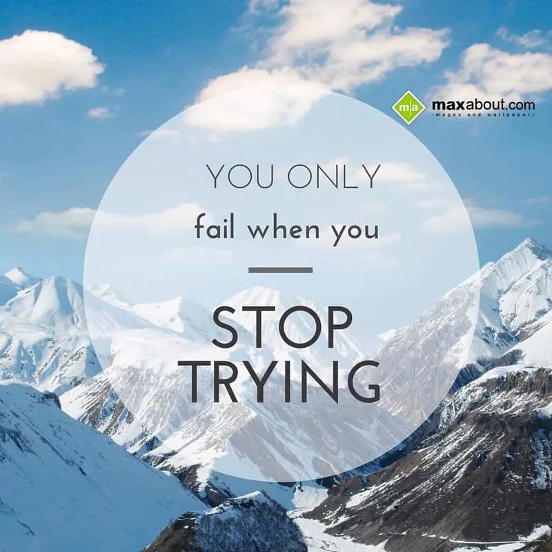 You Only
Fail When you
Stop Trying.